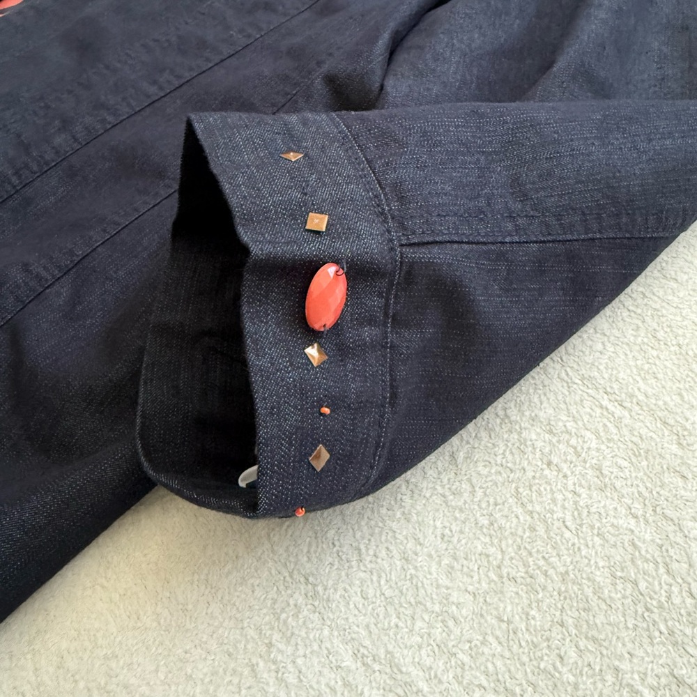 Alfred Dunner Embellished Denim Jacket Size 18 3/4 Sleeves - Picture 9 of 14